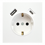 White socket with USB + Type-C "BORA" (earthed, without frame)