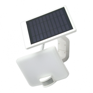 Baltas LED lauko prožektorius su saulės baterija ir judesio davikliu "VISTA" 10W 10