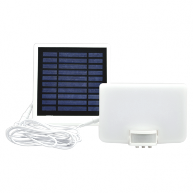Baltas LED lauko prožektorius su saulės baterija ir judesio davikliu "VISTA" 10W 5