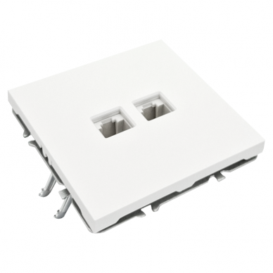 Double white computer socket "BORA" (without frame) 2