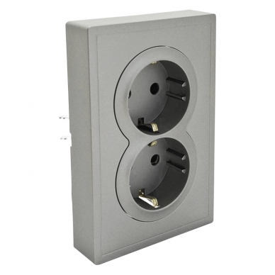 Double grey socket "BORA" (with grounding) 1 Double grey socket "BORA" (with grounding) 1