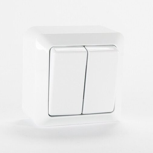 Two gang white surface mounted switch “ALBA”
