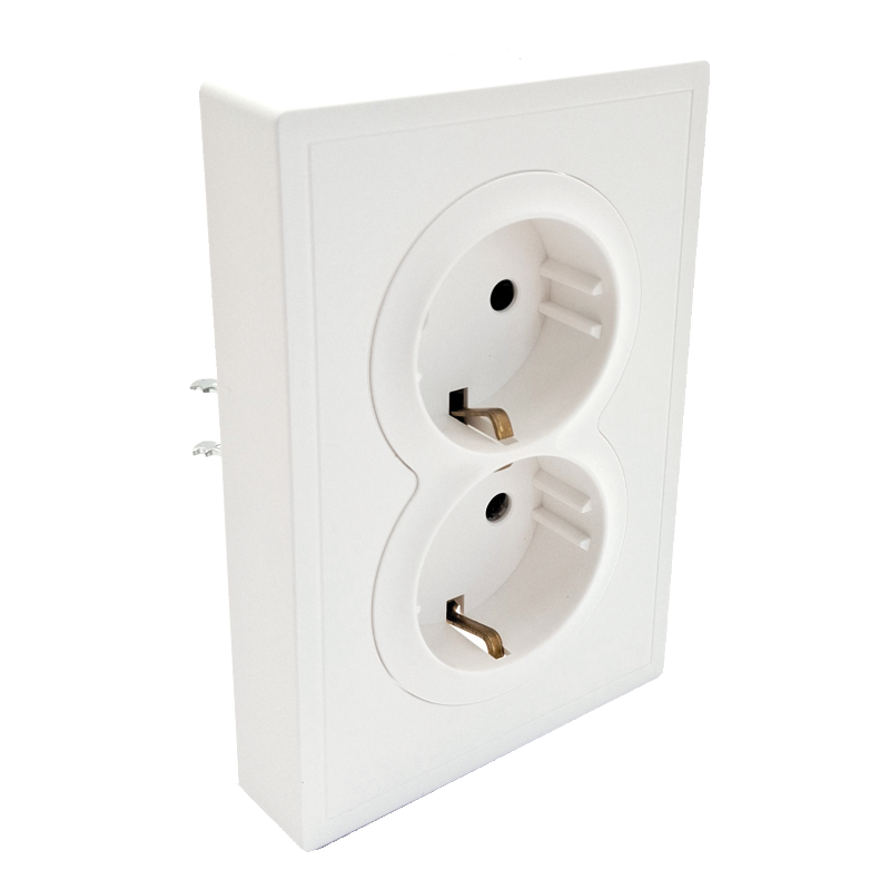 Double white socket "BORA" (with grounding) 1 Double white socket "BORA" (with grounding) 1