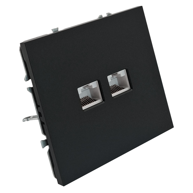 Double black computer socket "BORA" (without frame) 1
