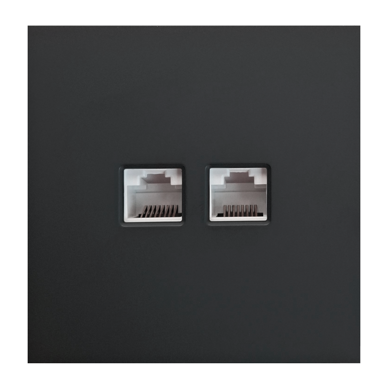 Double black computer socket "BORA" (without frame)