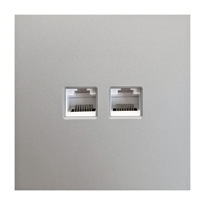 Double grey computer socket "BORA" (without frame)
