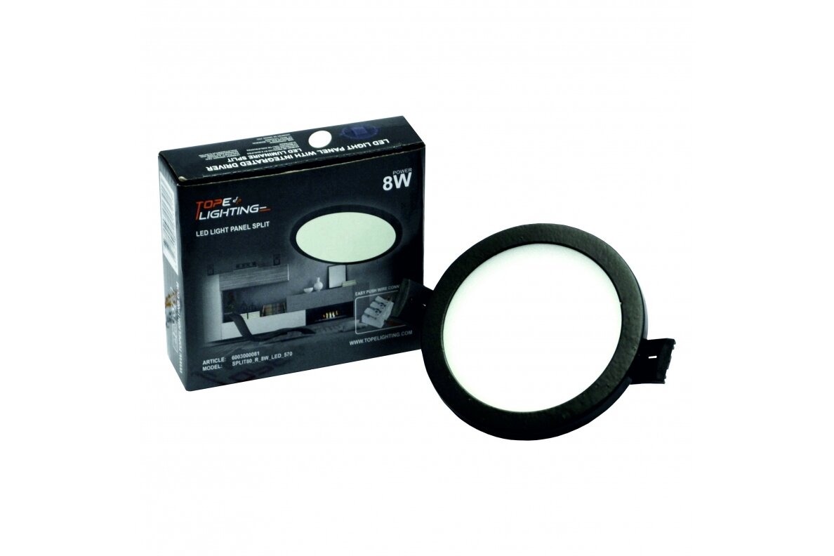 Wpustowy okrągły czarny panel LED „SPLIT” 8W-3000K 6 Wpustowy okrągły czarny panel LED „SPLIT” 8W-3000K 6