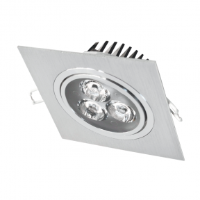 Recessed square metal LED downlight "LENS" 3W