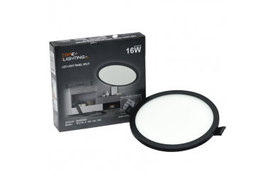 Wpustowy okrągły czarny panel LED „SPLIT” 16W-3000K 6 Wpustowy okrągły czarny panel LED „SPLIT” 16W-3000K 6