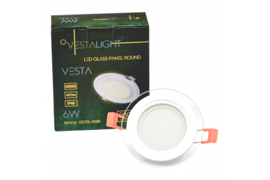 Okrągły wpuszczany panel LED z szybą „VESTA” 6W 6 Okrągły wpuszczany panel LED z szybą „VESTA” 6W 6