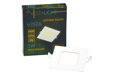 Kwadratowy wpuszczany panel LED „VESTA” 3W 7