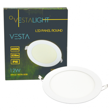 Круглая встраиваемая светодиодная панель "VESTA" 12W 7