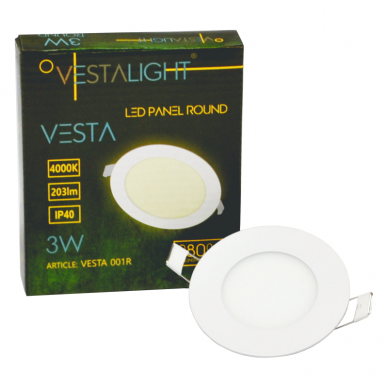 Sisseehitatud ümmargune LED-paneel "VESTA" 3W 7
