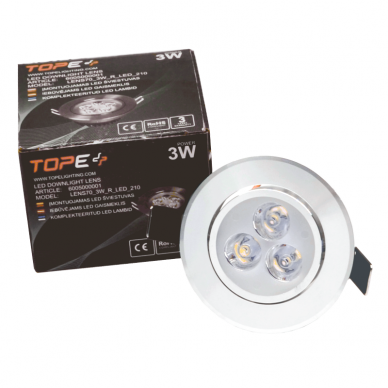 Lens 3W встраиваемый круглый металлический светодиодный светильник 6