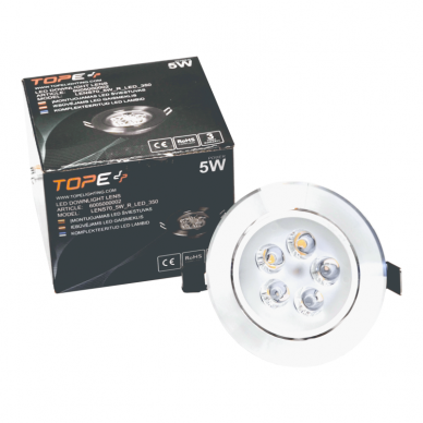 Reccesed round metal LED downlight "LENS" 5W 6