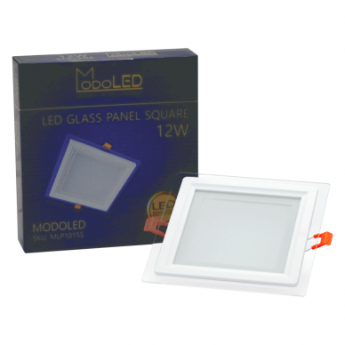 Iebūvējams kvadrāts LED panelis pārklāts ar stiklu "MODOLED" 12W 6