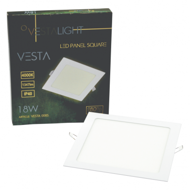 Įmontuojamas kvadratinis LED šviestuvas "VESTA" 18W 7