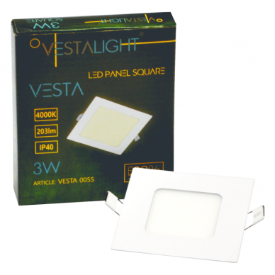 Iebūvējamais kvadrāts LED panelis "VESTA" 3W 7