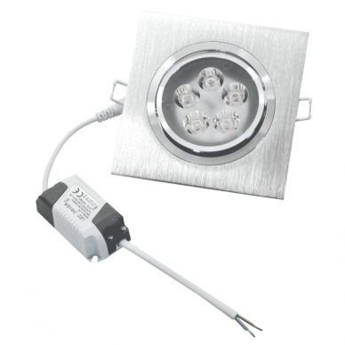 Įmontuojamas kvadratinis metalinis LED šviestuvas "LENS" 5W 5 Įmontuojamas kvadratinis metalinis LED šviestuvas "LENS" 5W 5