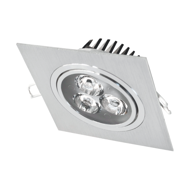 Įmontuojamas kvadratinis metalinis LED šviestuvas "LENS" 3W Įmontuojamas kvadratinis metalinis LED šviestuvas "LENS" 3W