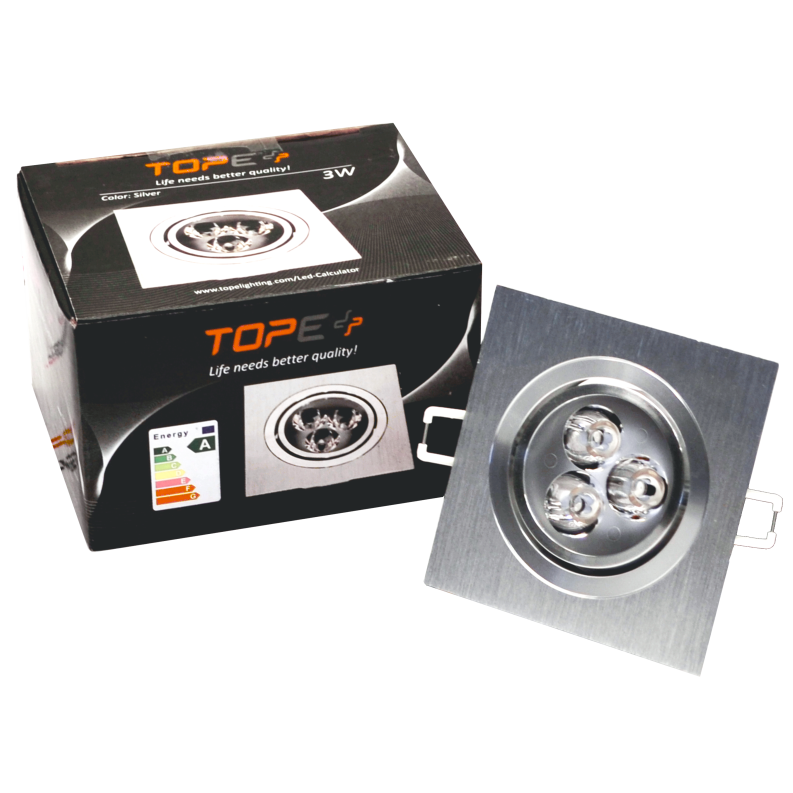 Įmontuojamas kvadratinis metalinis LED šviestuvas "LENS" 3W 6 Įmontuojamas kvadratinis metalinis LED šviestuvas "LENS" 3W 6