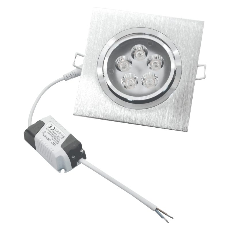 Įmontuojamas kvadratinis metalinis LED šviestuvas "LENS" 5W 5 Įmontuojamas kvadratinis metalinis LED šviestuvas "LENS" 5W 5