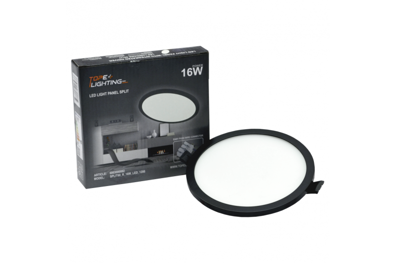 Wpustowy okrągły czarny panel LED „SPLIT” 16W-3000K 6 Wpustowy okrągły czarny panel LED „SPLIT” 16W-3000K 6
