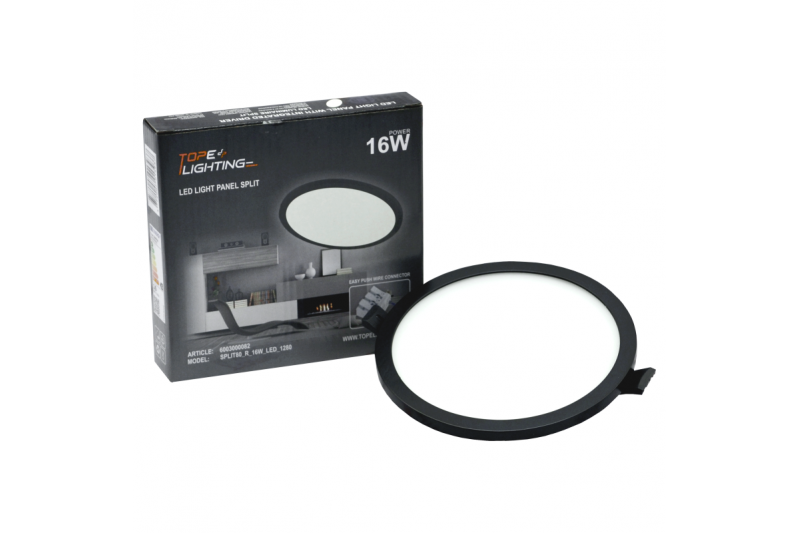Wpustowy okrągły czarny panel LED „SPLIT” 22W-3000K 6 Wpustowy okrągły czarny panel LED „SPLIT” 22W-3000K 6