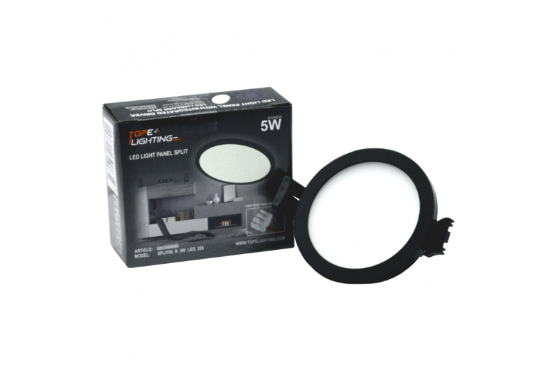 Wpustowy okrągły czarny panel LED „SPLIT” 5W-3000K 6 Wpustowy okrągły czarny panel LED „SPLIT” 5W-3000K 6