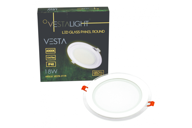 Okrągły wpuszczany panel LED z szybą „VESTA” 18W 6 Okrągły wpuszczany panel LED z szybą „VESTA” 18W 6
