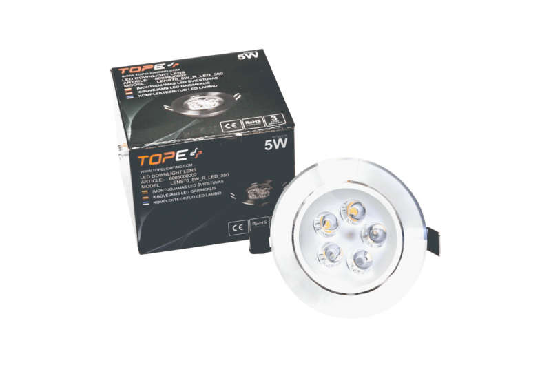 Okrągła wpuszczana metalowa oprawa LED typu downlight „LENS” 5W 6 Okrągła wpuszczana metalowa oprawa LED typu downlight „LENS” 5W 6