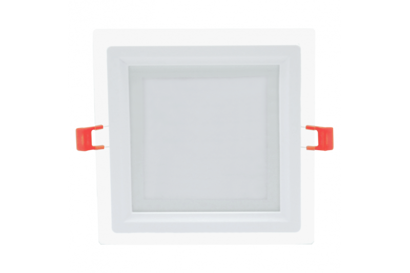Kwadratowy wpuszczany panel LED z szybą „VESTA” 12W 2