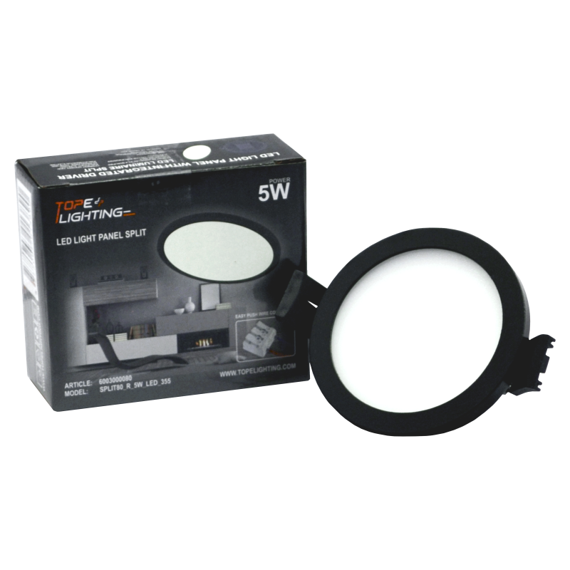 Reccesed round black LED panel "SPLIT" 5W-3000K 6 Reccesed round black LED panel "SPLIT" 5W-3000K 6