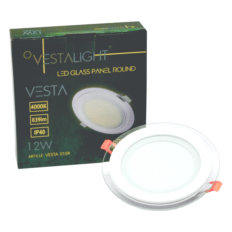 Reccesed round LED panel with glass "VESTA" 12W 6 Reccesed round LED panel with glass "VESTA" 12W 6