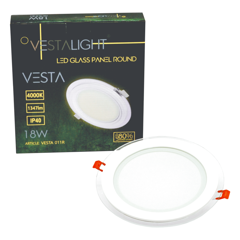 Reccesed round LED panel with glass "VESTA" 18W 6 Reccesed round LED panel with glass "VESTA" 18W 6