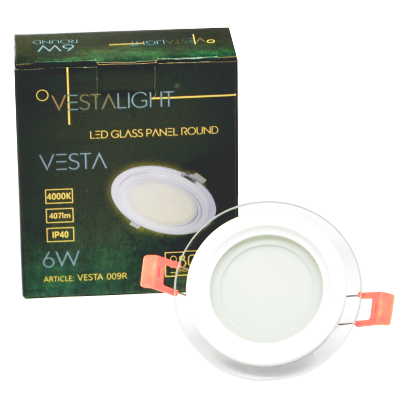 Reccesed round LED panel with glass "VESTA" 6W 6 Reccesed round LED panel with glass "VESTA" 6W 6
