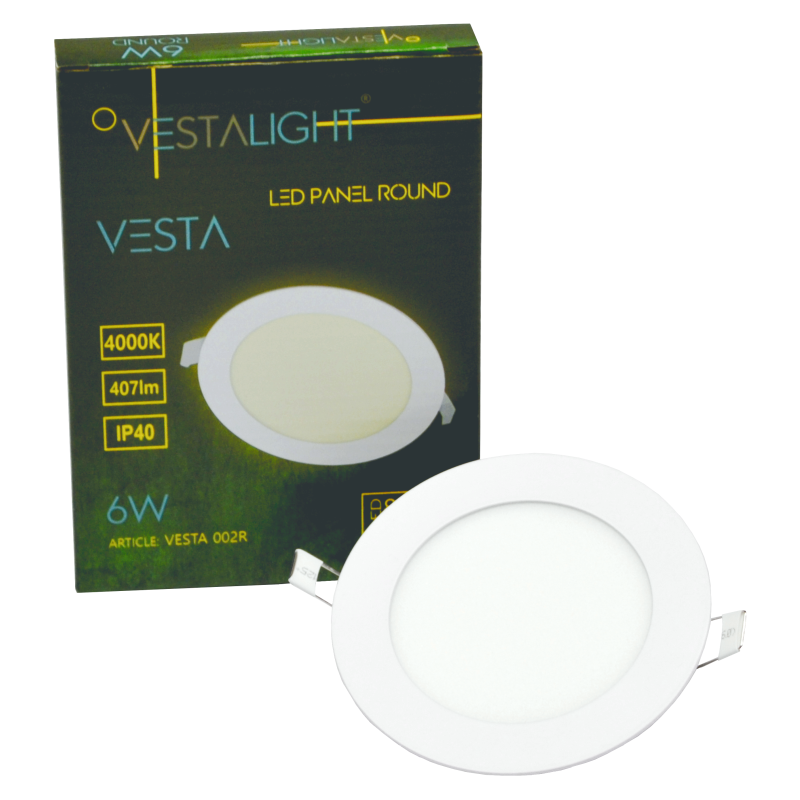 Круглая встраиваемая светодиодная панель "VESTA" 6W 7