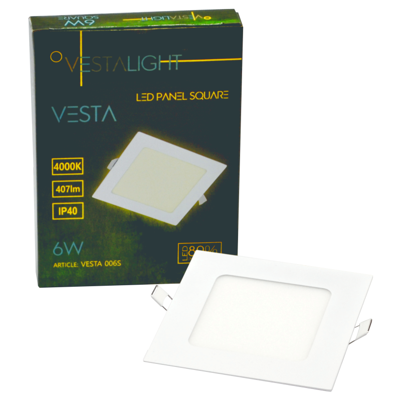 Įmontuojamas kvadratinis LED šviestuvas "VESTA" 6W 7 Įmontuojamas kvadratinis LED šviestuvas "VESTA" 6W 7