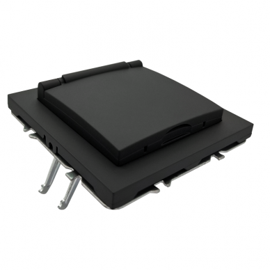 Чёрная розетка с крышкой IP44 "BORA" (с заземлением, без рамки) 2