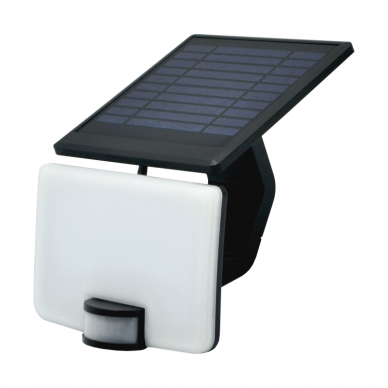 Juodas LED lauko prožektorius su saulės baterija ir judesio davikliu "VISTA" 10W