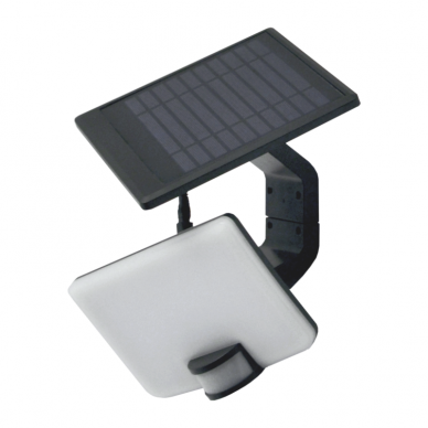 Juodas LED lauko prožektorius su saulės baterija ir judesio davikliu "VISTA" 10W 11