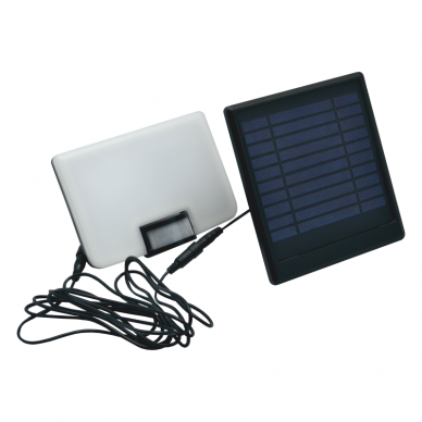 Juodas LED lauko prožektorius su saulės baterija ir judesio davikliu "VISTA" 10W 5