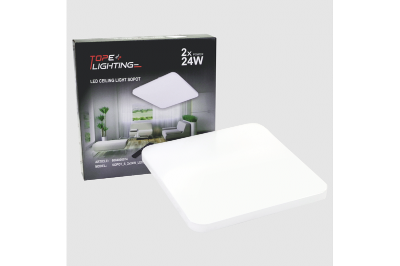 Kwadratowa lampa sufitowa LED „SOPOT” 2×24W 13 Kwadratowa lampa sufitowa LED „SOPOT” 2×24W 13