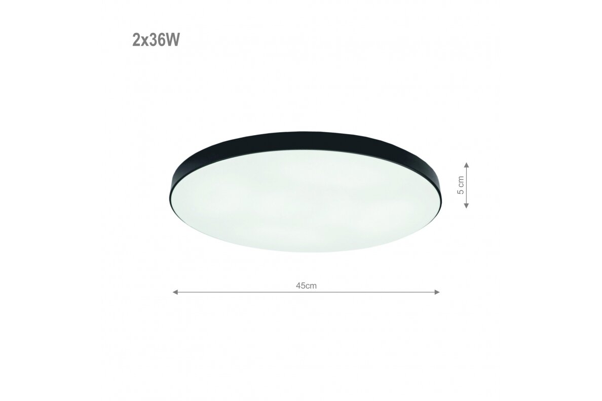 Musta LED-kattovalo "BOSTON" 2x36W 1