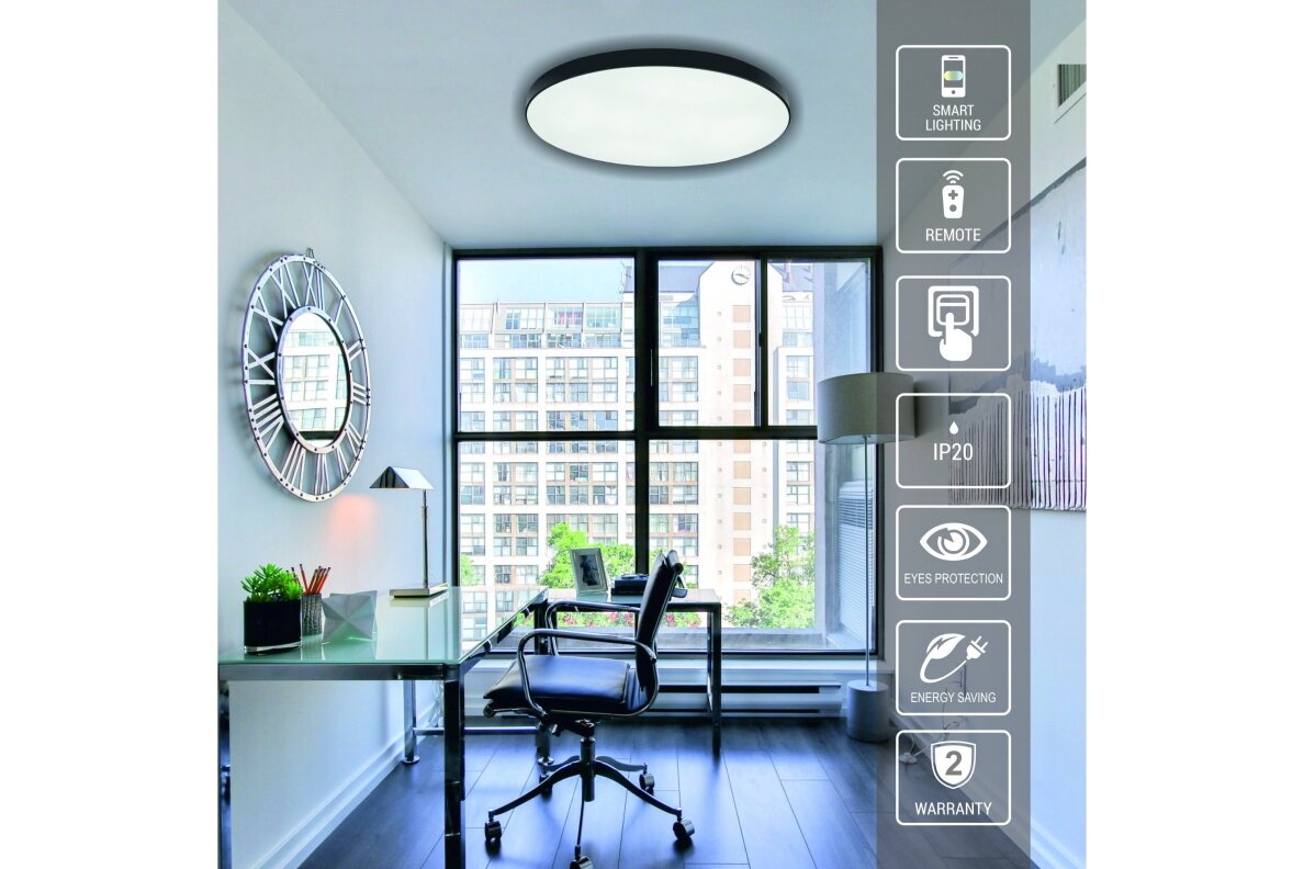 Musta LED-kattovalo "BOSTON" 2x36W 2
