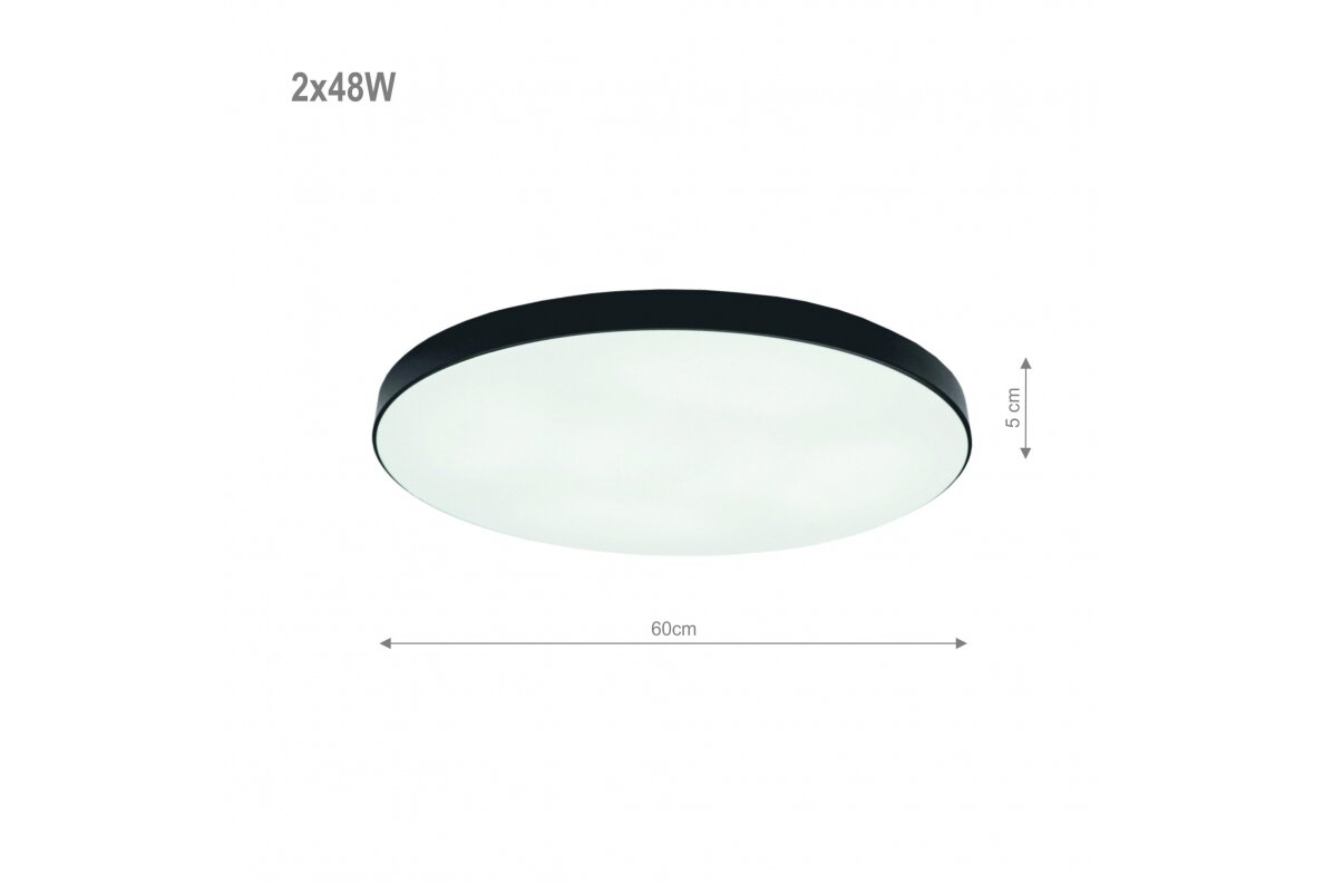 Musta LED-kattovalo "BOSTON" 2x48W 1
