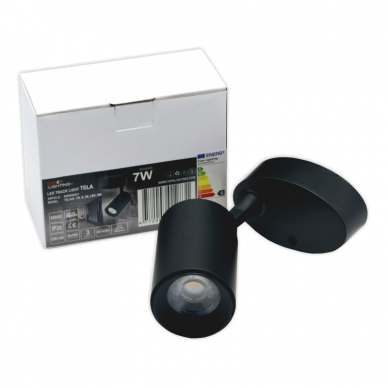 Lubinis juodas LED šviestuvas "TELA" 7W-3000K 10 Lubinis juodas LED šviestuvas "TELA" 7W-3000K 10