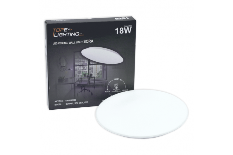 Oprawa LED sufitowo-ścienna z czujnikiem mikrofalowym „SORASENS” 18W 7 Oprawa LED sufitowo-ścienna z czujnikiem mikrofalowym „SORASENS” 18W 7