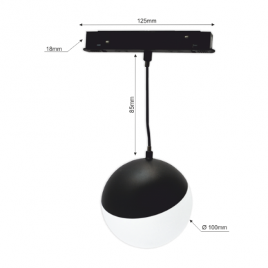 Magnetinės LED sistemos juodas apvalus akcentinis šviestuvas "TAMPA" 7W 3 Magnetinės LED sistemos juodas apvalus akcentinis šviestuvas "TAMPA" 7W 3