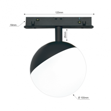 Magnetinės LED sistemos juodas apvalus akcentinis šviestuvas "TAMPA" 7W 3 Magnetinės LED sistemos juodas apvalus akcentinis šviestuvas "TAMPA" 7W 3